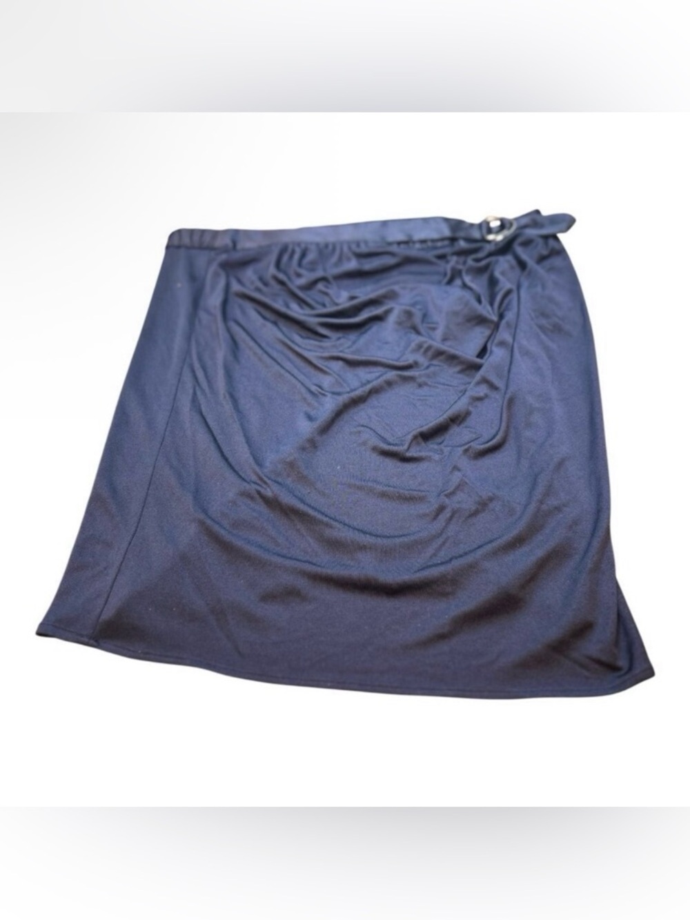 Foley Brand Vintage 100% Silk Black Mini Skirt Silver Buckle Detail Small